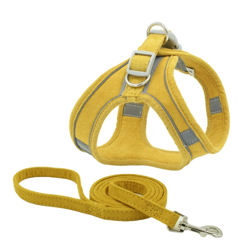 Soft Velvet Reflective Harness With Leash